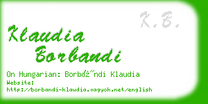 klaudia borbandi business card